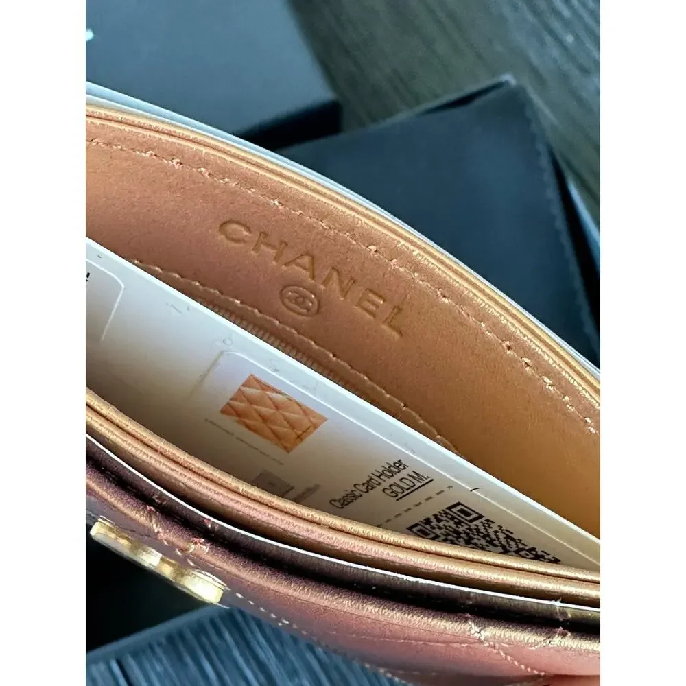 Chanel NWT gold  metalic cardholder wallet